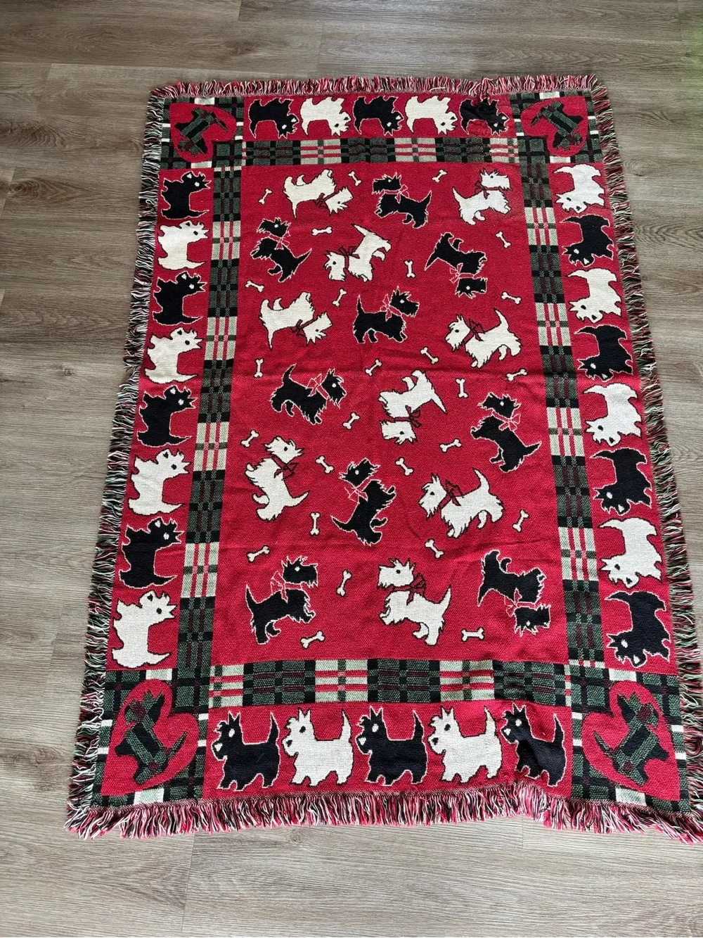 RARE Vtg The Rug Barn Tapestry Throw Blanket Cotton 46
